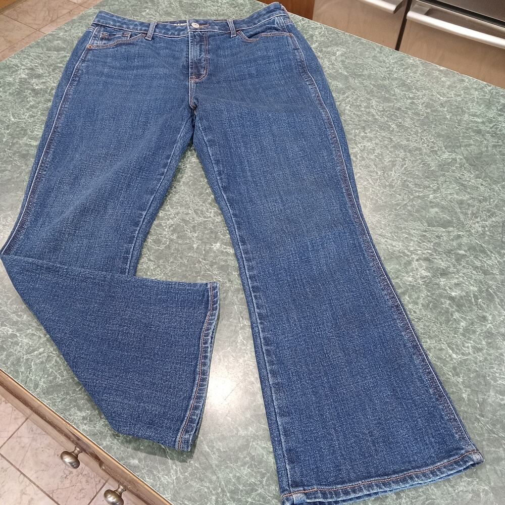 Old Navy Womens Sz 8 Dark Wash High Rise Vintage Cropped Flare Denim Jeans Cool